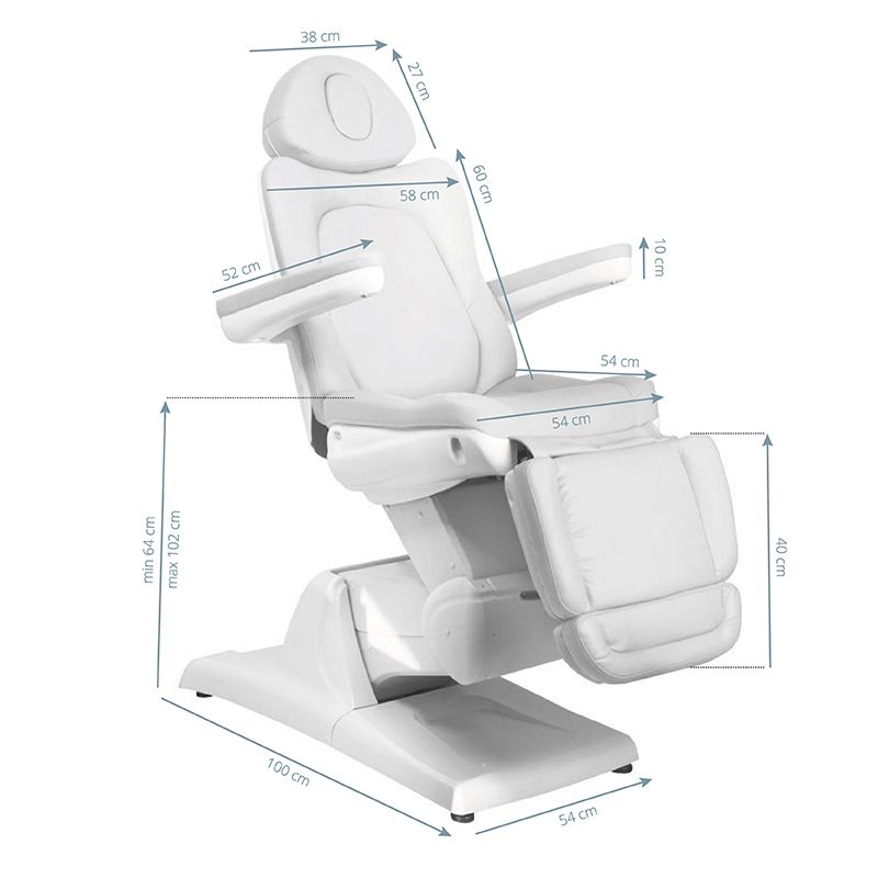Elektrisk behandlingsstol Azzurro 870 3 motorer hvit