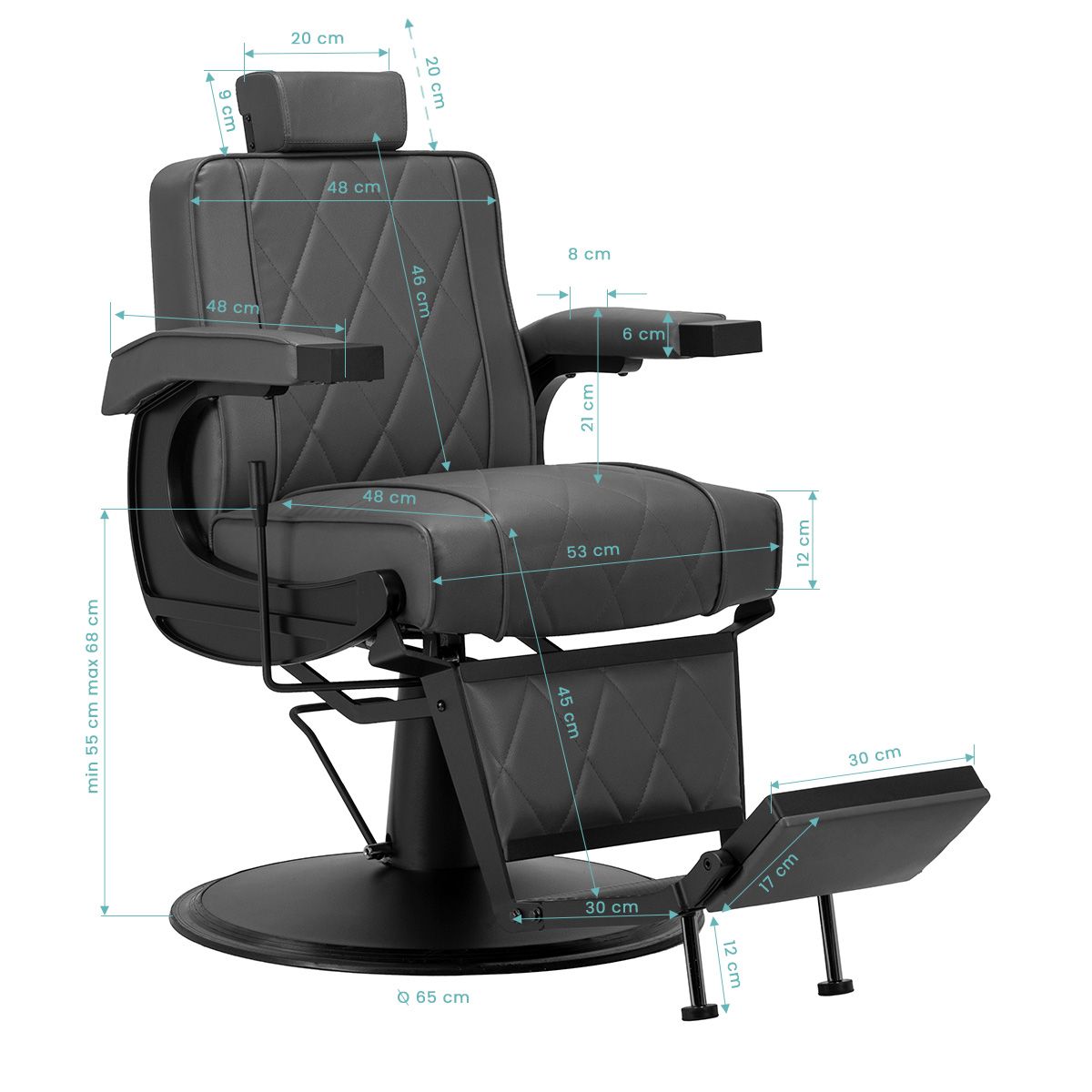 Hair System barberstol BM88066 grå