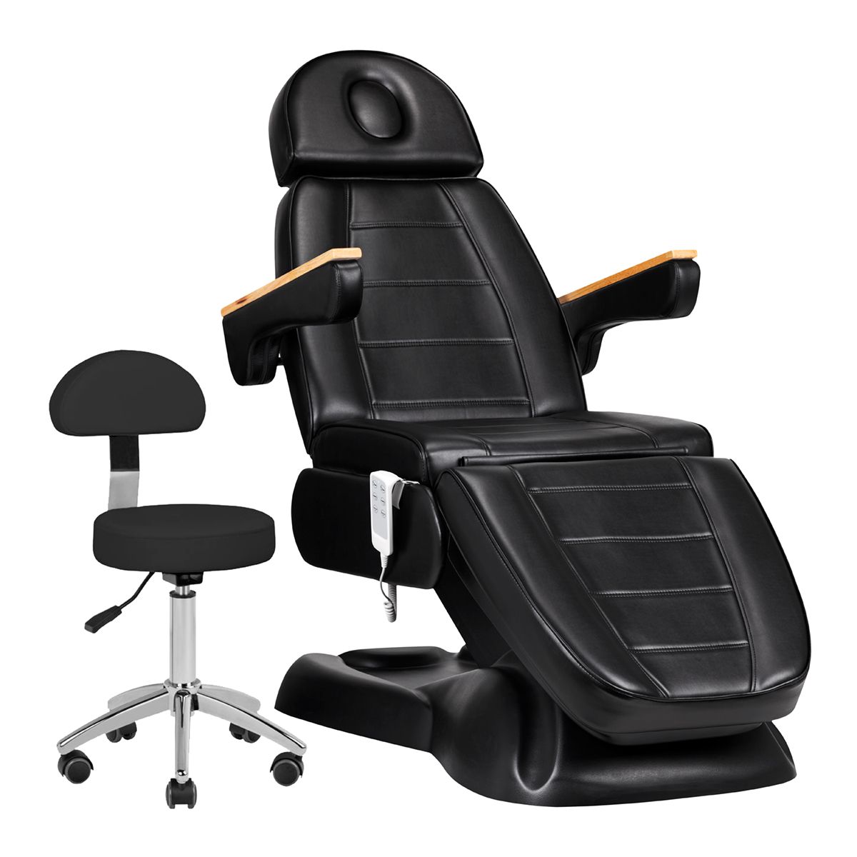 Elektrisk behandlingsstol SILLON Lux 273b 3 motorer + arbeidsstol 304 svart