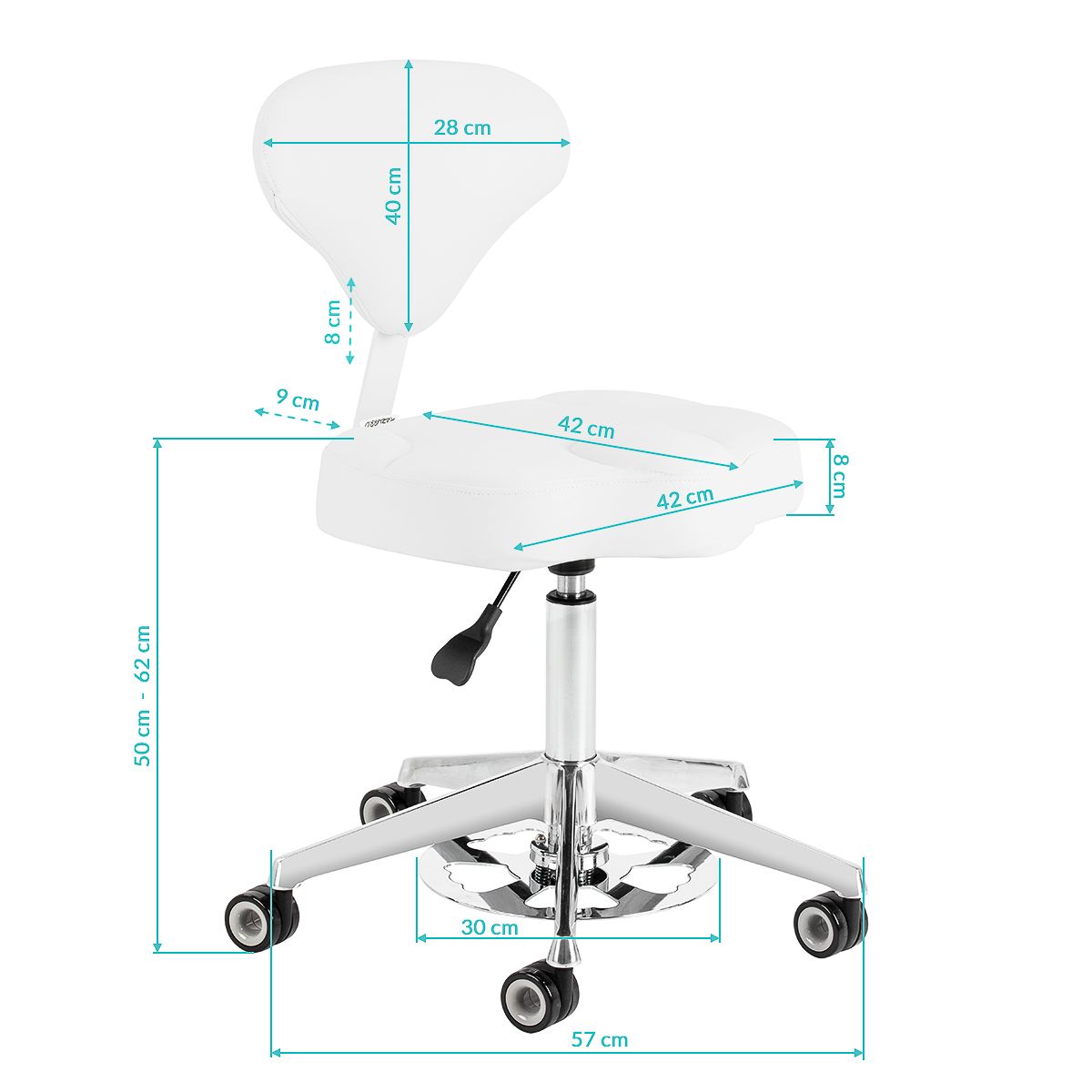 Arbeidsstol Azzurro 156-F bump-up snow-hvit