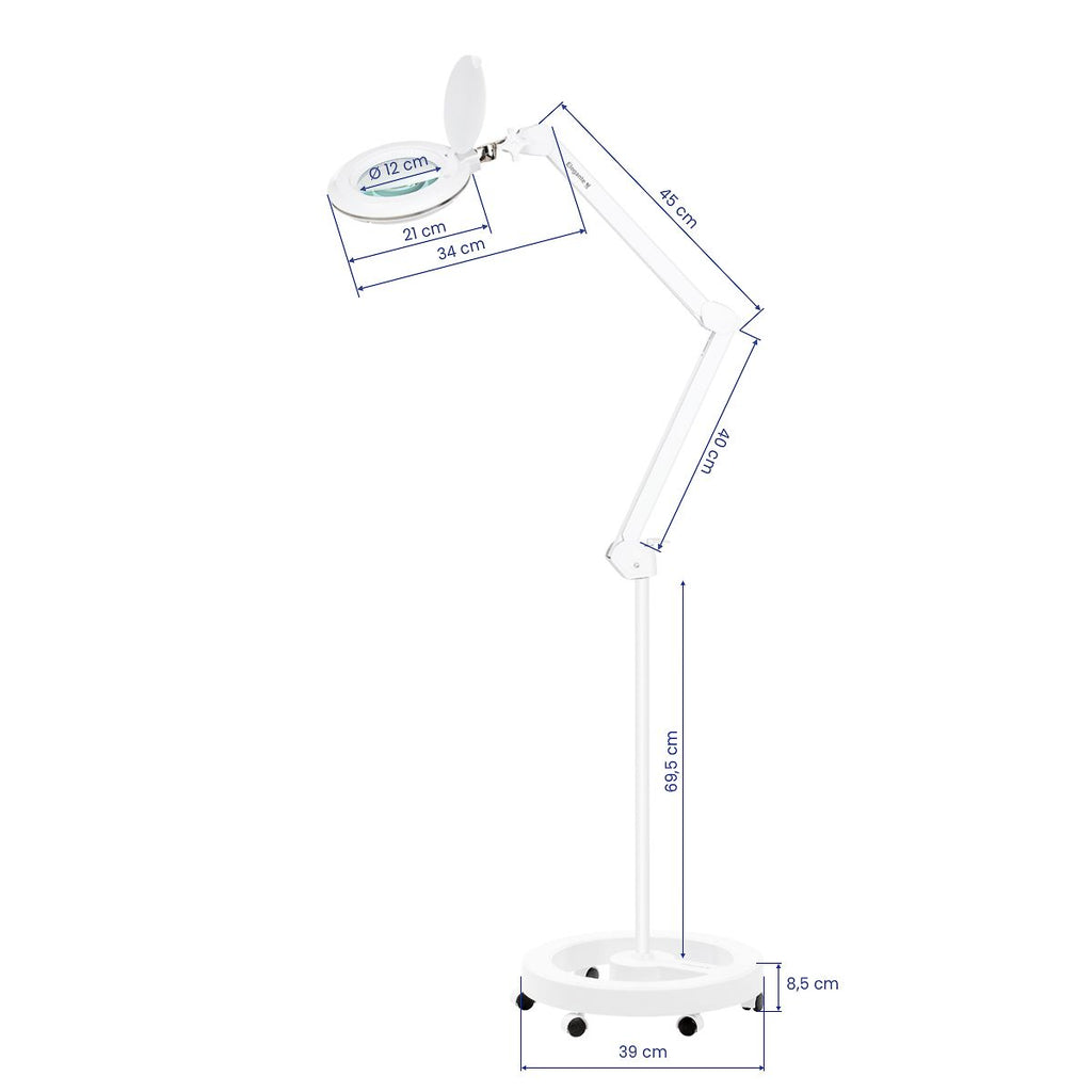 Elegante 6031 lupelampe med 60 SMD 3D LEDs, complete med adjustable stand og lysstyrke control