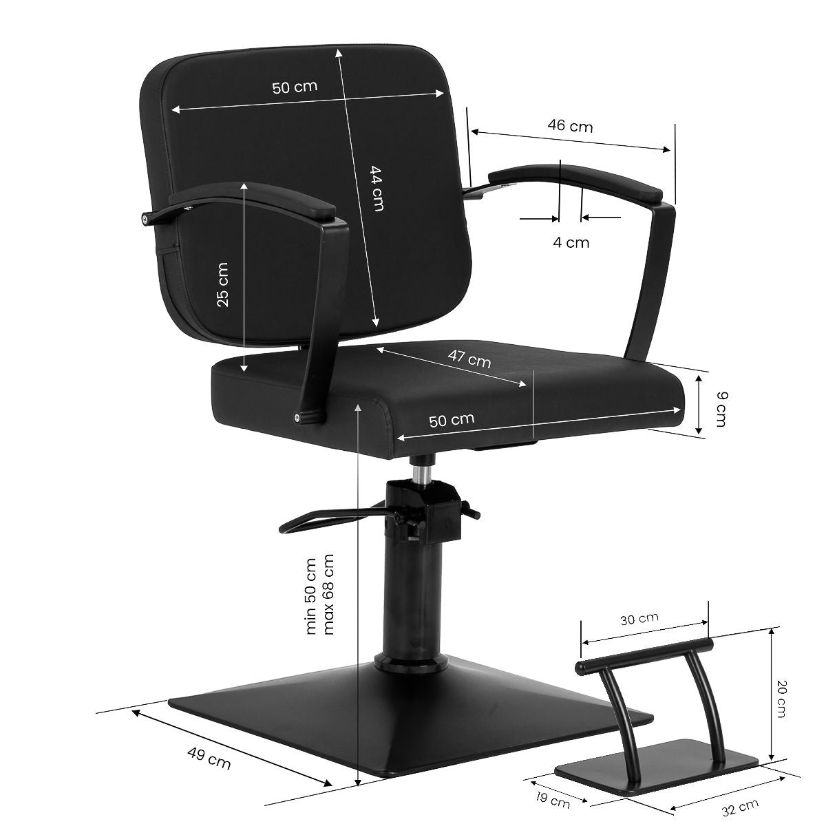 Frisørstol Hair System Edge noir svart
