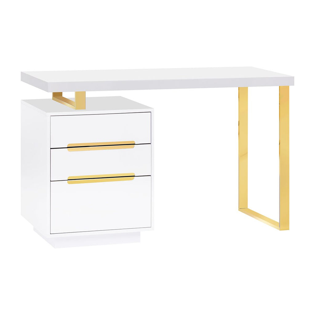 Salong arbeidsbord 3311G hvit gull