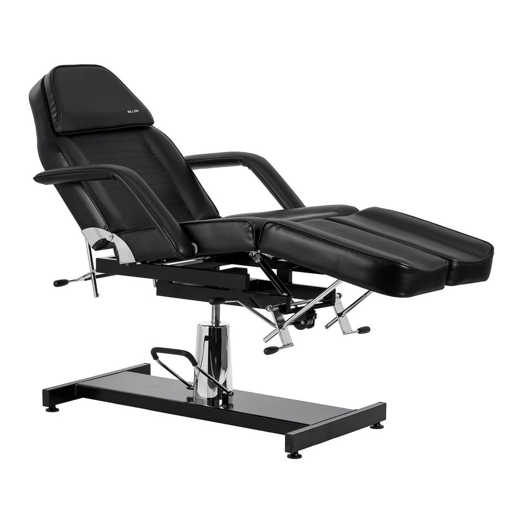 Hydraulisk pedikyr beauty stol Sillon 210 med rocking function og split footrest svart