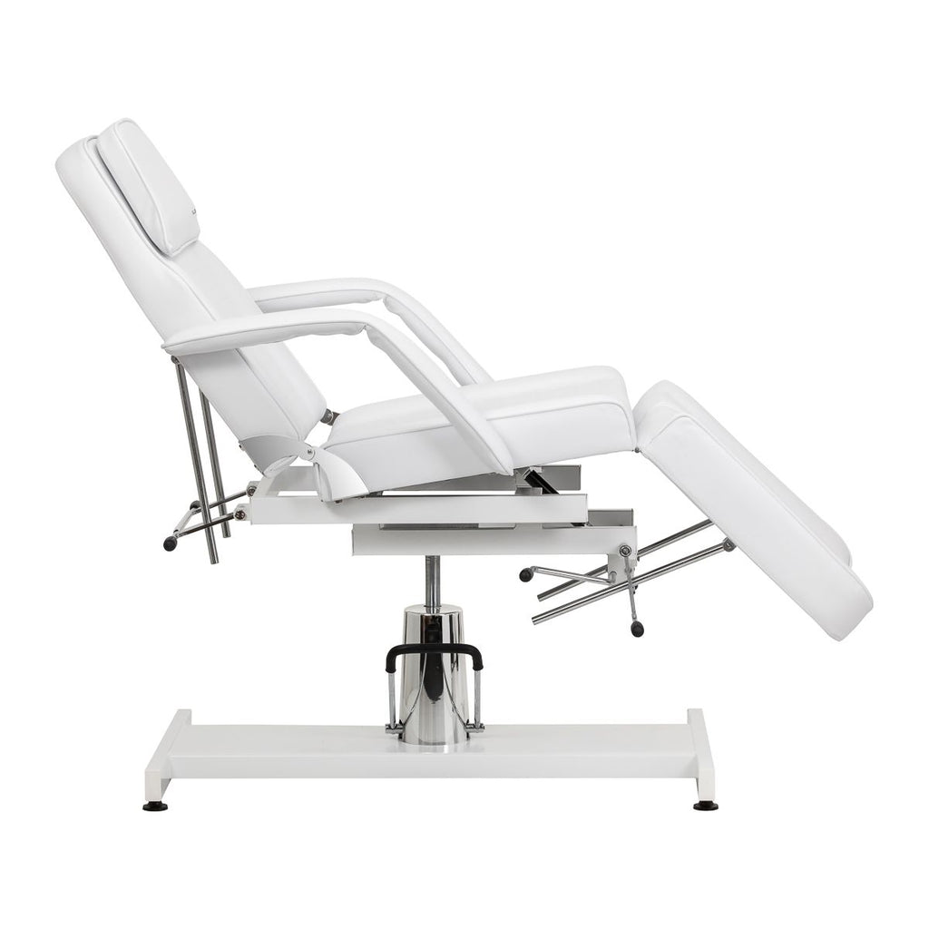 Hydraulisk pedikyr beauty stol Sillon 210 med rocking function og split footrest hvit