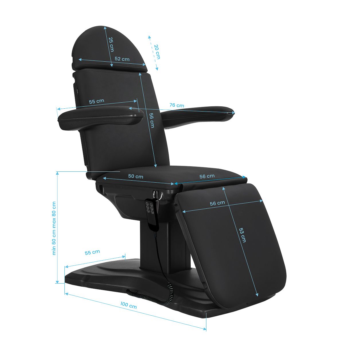 Sillon Eclipse elektrisk behandlingsstol 3 motorer svart