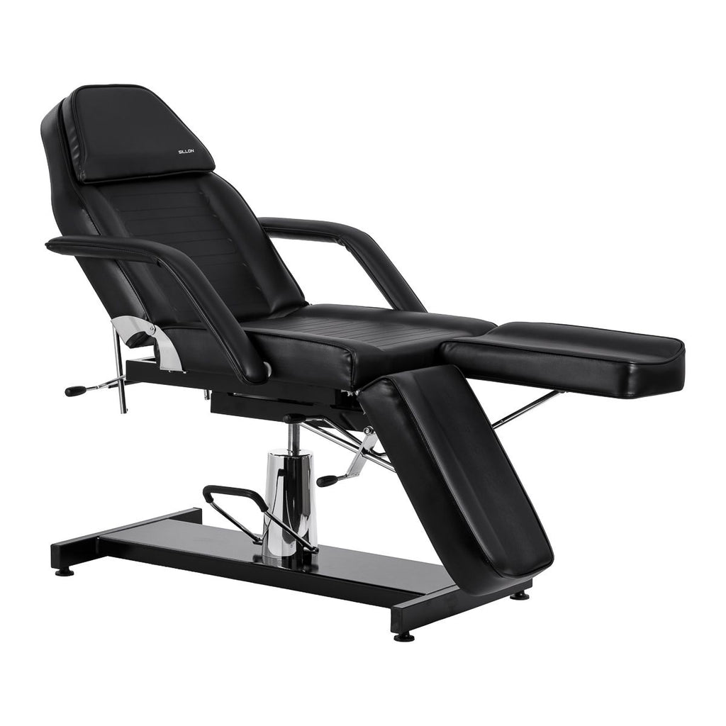 Hydraulisk pedikyr beauty stol Sillon 210 med rocking function og split footrest svart