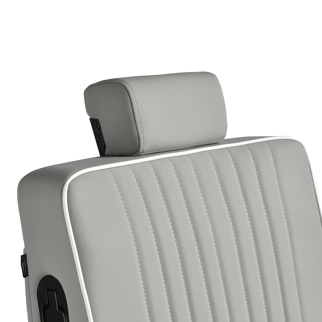 Gabbiano Levi barberstol med svart frame grå without stitching at the back