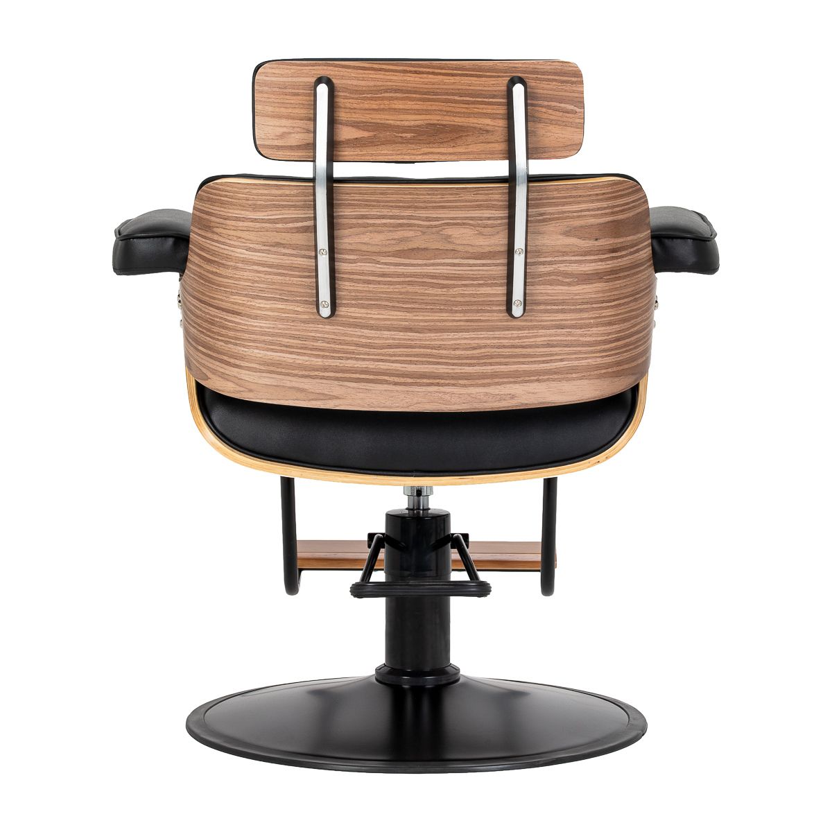Frisørstol Gabbiano Florencja in svart og walnut med svart base