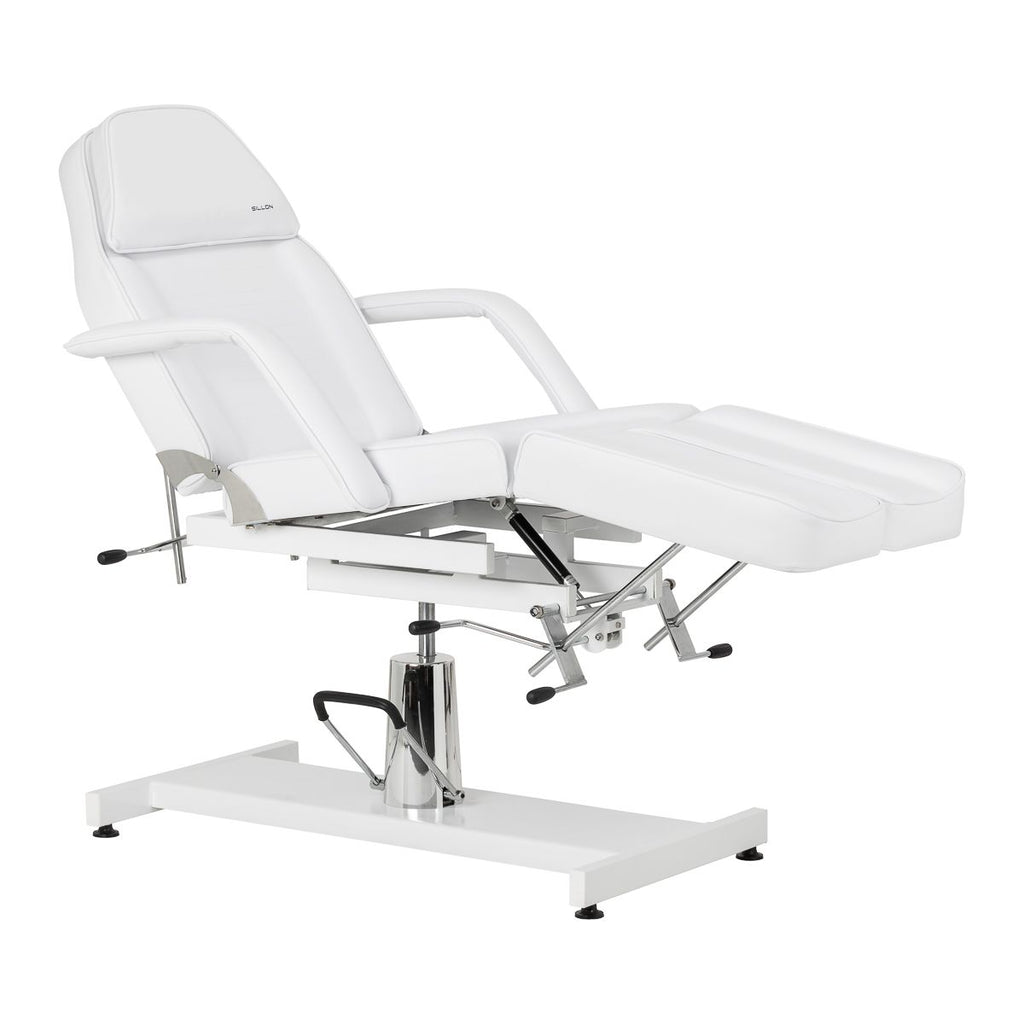 Hydraulisk pedikyr beauty stol Sillon 210 med rocking function og split footrest hvit