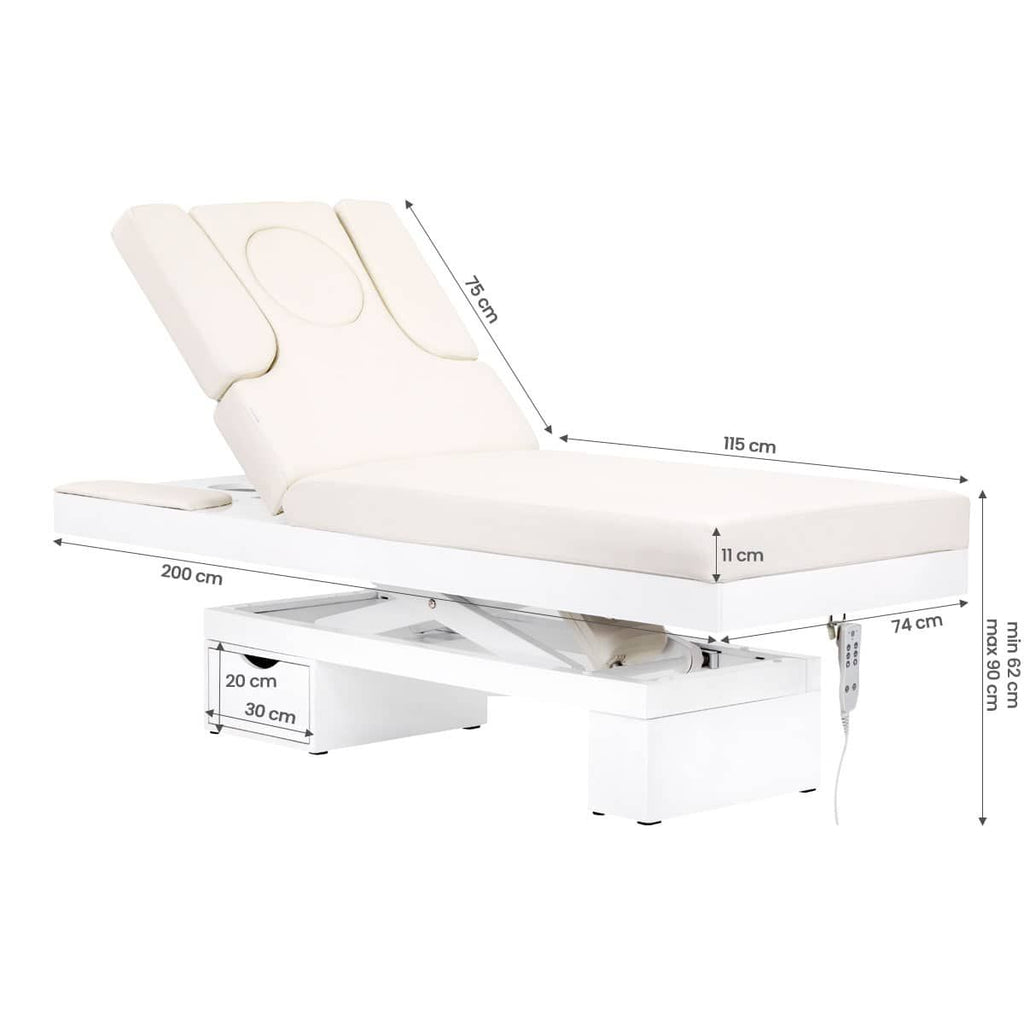 SPA-behandlingsbenk azzurro 815b in shiny hvit