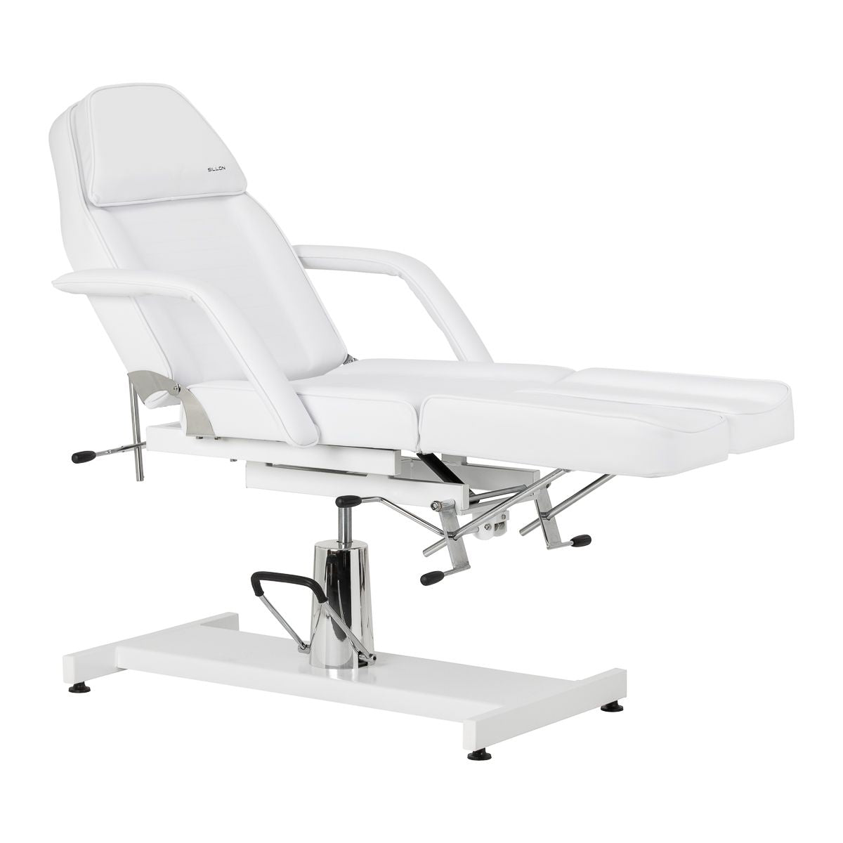 Hydraulisk pedikyr beauty stol Sillon 210 med rocking function og split footrest hvit