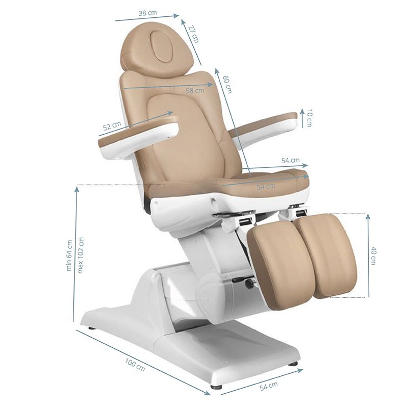Elektrisk fotpleiestol Azzurro 870s pedikyr 3 motorer cappuccino