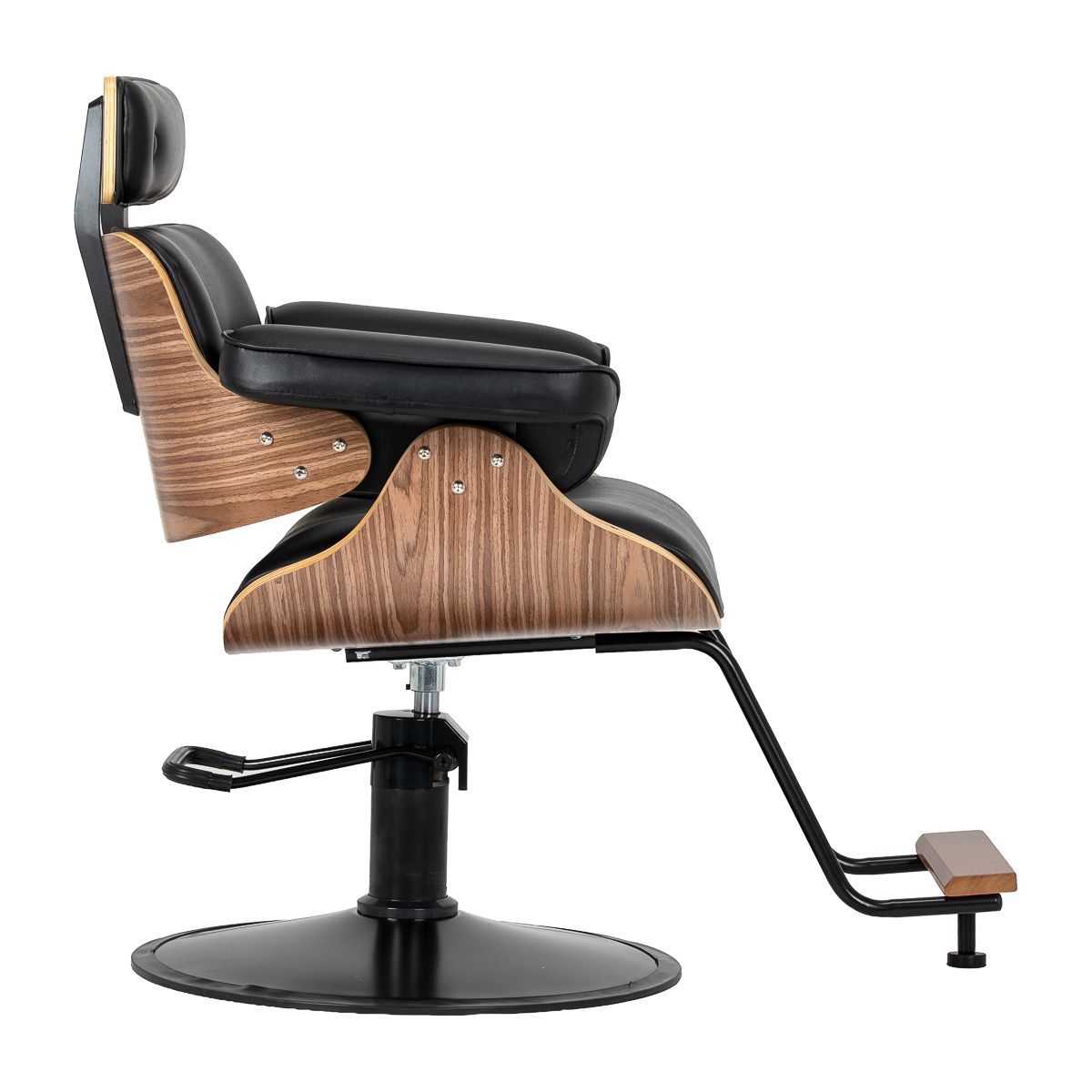 Frisørstol Gabbiano Florencja in svart og walnut med svart base