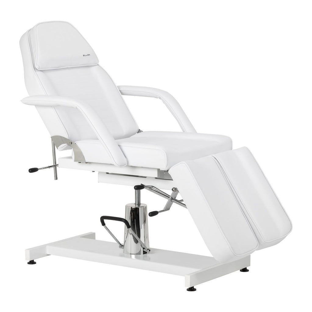 Hydraulisk pedikyr beauty stol Sillon 210 med rocking function og split footrest hvit