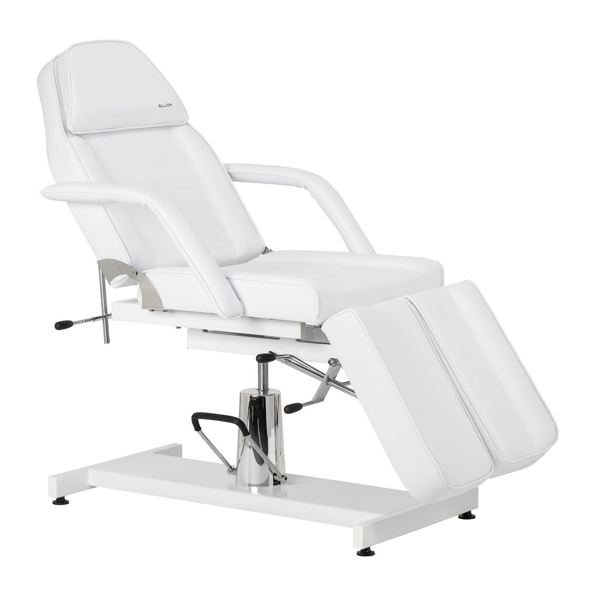 Hydraulisk pedikyr beauty stol Sillon 210 med rocking function og split footrest hvit