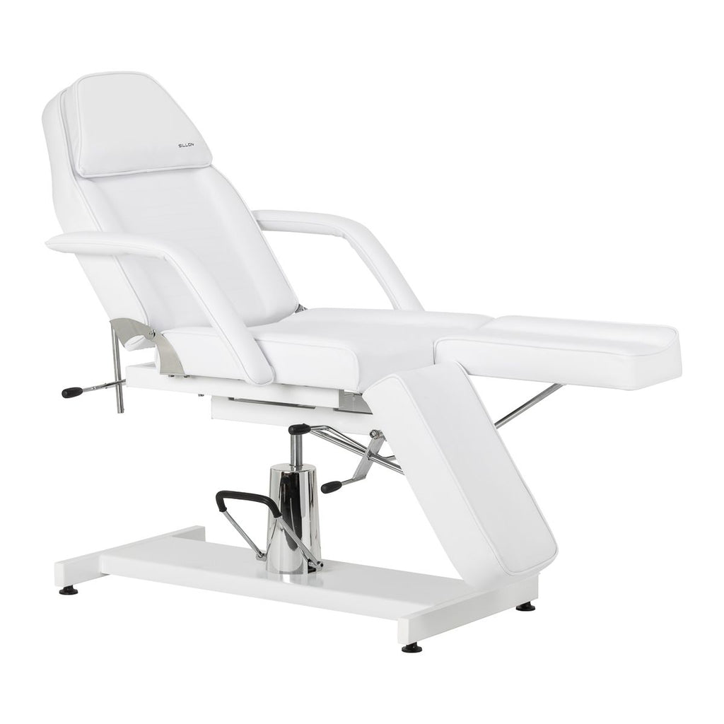 Hydraulisk pedikyr beauty stol Sillon 210 med rocking function og split footrest hvit