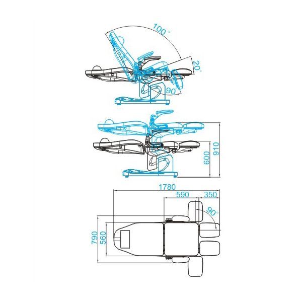 Elektrisk fotpleiestol Azzurro 709a 3 motorer grå