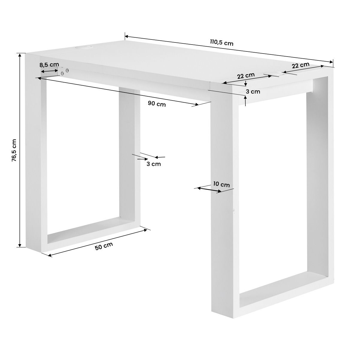 G031 hvit salong arbeidsbord