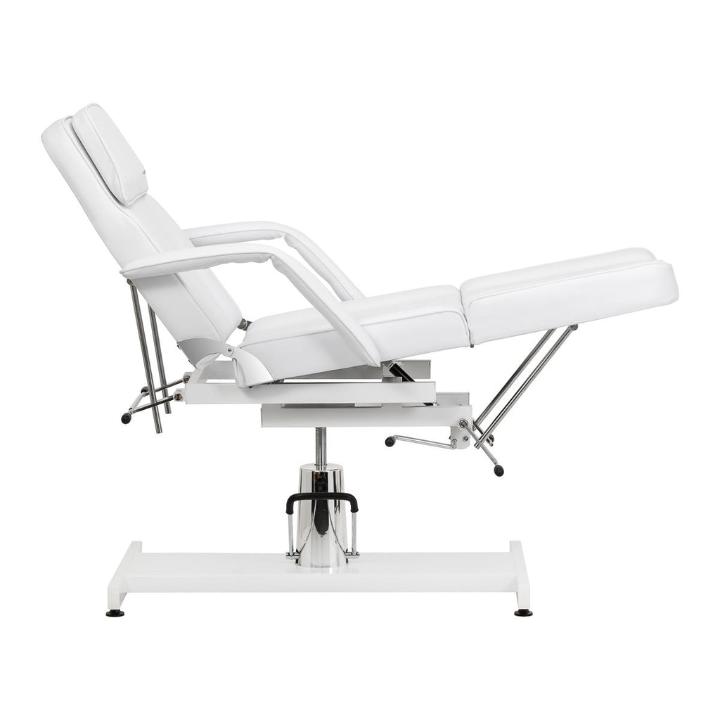 Hydraulisk pedikyr beauty stol Sillon 210 med rocking function og split footrest hvit