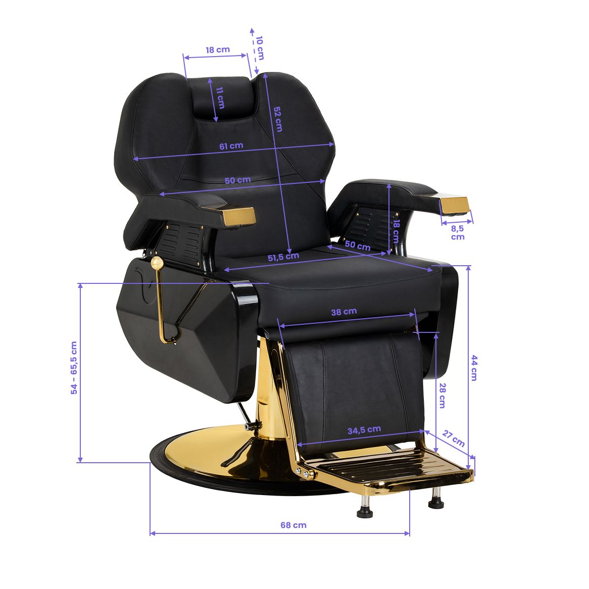 Hair System New York barberstol svart gull