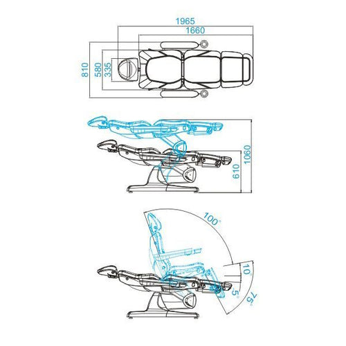 Elektrisk behandlingsstol Azzurro 870 3 motorer hvit